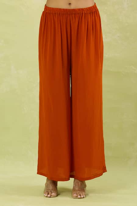 Shop Studio A Orange Crepe Sequins Collared Cutdana Embroidered Kaftan And Pant Set Online at Aza Fashions Shop_Studio A_Orange Crepe Sequins Collared Cutdana Embroidered Kaftan And Pant Set _Online_at_Aza_Fashions