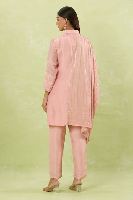 Studio A Bloom Embroidered Asymmetric Kaftan & Pant Set 