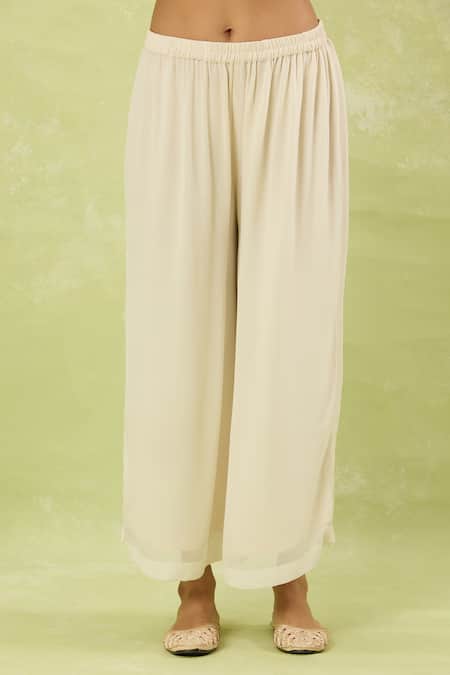 Studio A Ivory Crepe, Georgette Sequins Mandarin Collar Embroidered Kaftan And Pant Set Online at Aza Fashions Studio A_Ivory Crepe, Georgette Sequins Mandarin Collar Embroidered Kaftan And Pant Set _Online_at_Aza_Fashions