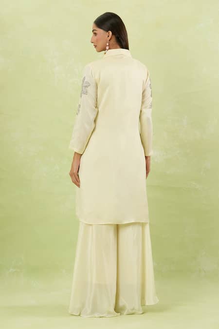 Studio A Cutdana Bloom Embroidered Jacket & Palazzo Set 