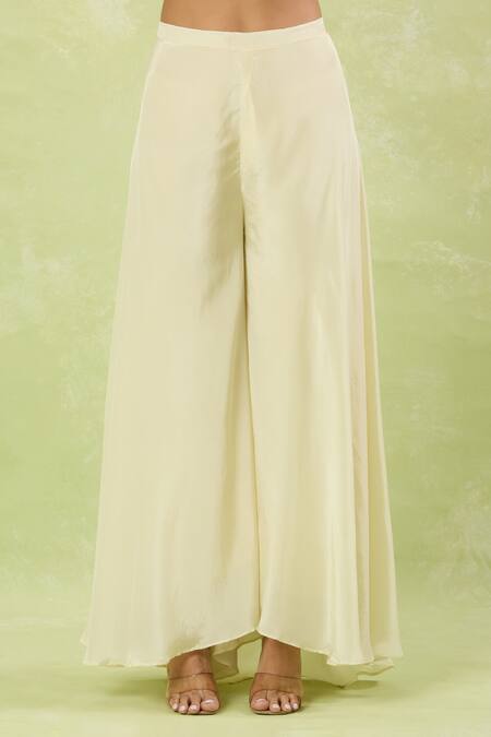 Studio A Ivory Silk Cut Work Collared Cutdana Bloom Embroidered Jacket And Palazzo Set Online at Aza Fashions Studio A_Ivory Silk Cut Work Collared Cutdana Bloom Embroidered Jacket And Palazzo Set _Online_at_Aza_Fashions