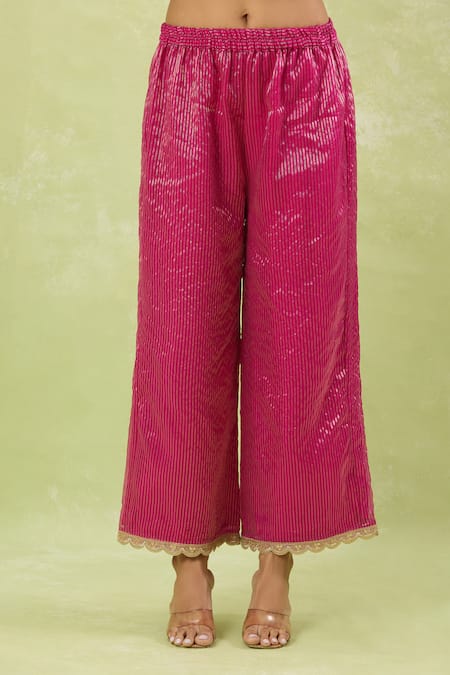 Studio A Pink Organza Embroidery, Lace V-neck Nakshi Bloom Kurta Set Online at Aza Fashions Studio A_Pink Organza Embroidery, Lace V-neck Nakshi Bloom Kurta Set _Online_at_Aza_Fashions