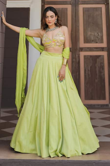 Koswi Geometric Sequin Embroidered Lehenga Set 