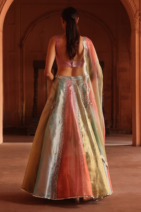 Label Moni K Gradient Mirrorwork Lehenga Set 