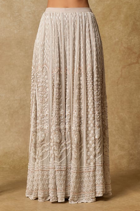 Masumi Mewawalla Gray Georgette, Linen Pearls, Sequins, Cut Work Embroidered Tunic And Sharara Set at Aza Fashions Masumi Mewawalla_Gray Georgette, Linen Pearls, Sequins, Cut Work Embroidered Tunic And Sharara Set _at_Aza_Fashions