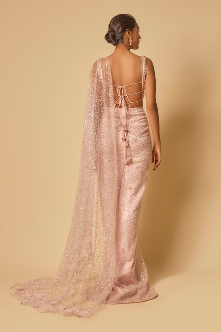 Masumi Mewawalla Embroidered Tulle Pre-Draped Saree & Blouse 