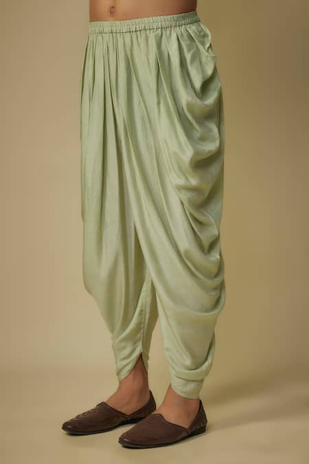 Masumi Mewawalla_Green Silk Satin, Linen Cut Work Sage Sequin Embroidered Kurta Set _at_Aza_Fashions