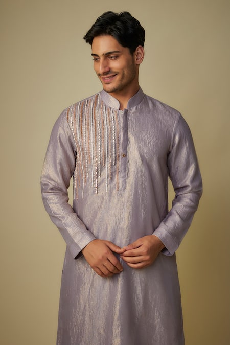 Masumi Mewawalla Purple Tissue, Satin, Organza Sequins Stripe Embroidered Kurta Set Online at Aza Fashions Masumi Mewawalla_Purple Tissue, Satin, Organza Sequins Stripe Embroidered Kurta Set _Online_at_Aza_Fashions