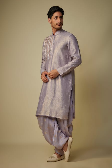 Shop Masumi Mewawalla Purple Tissue, Satin, Organza Sequins Stripe Embroidered Kurta Set Online at Aza Fashions Shop_Masumi Mewawalla_Purple Tissue, Satin, Organza Sequins Stripe Embroidered Kurta Set _Online_at_Aza_Fashions