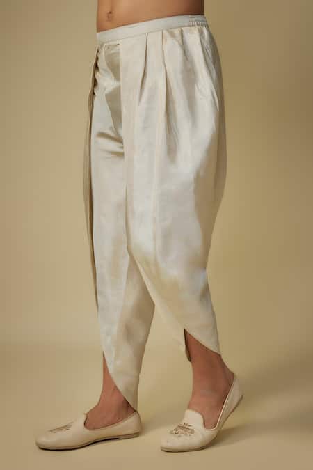 Buy_Masumi Mewawalla_Yellow Satin, Silk, Jacquard Embroidery Stripe Kurta Set _Online_at_Aza_Fashions