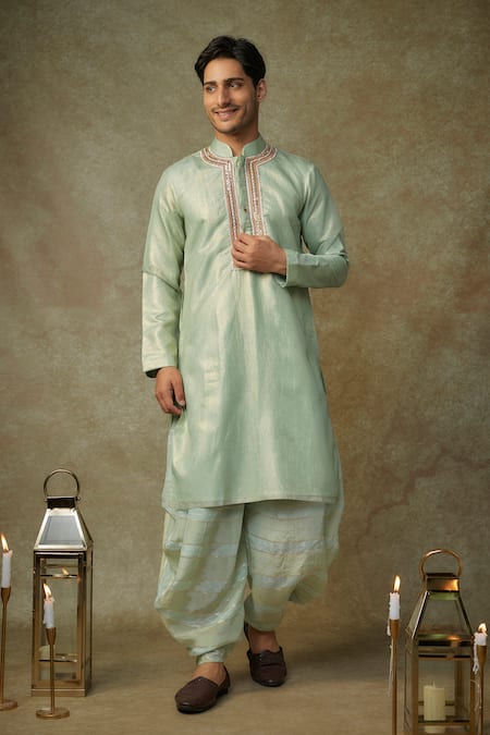 Buy Masumi Mewawalla Green Tissue Sequins Embroidered Sage Kurta Set Online at Aza Fashions Buy_Masumi Mewawalla_Green Tissue Sequins Embroidered Sage Kurta Set _Online_at_Aza_Fashions