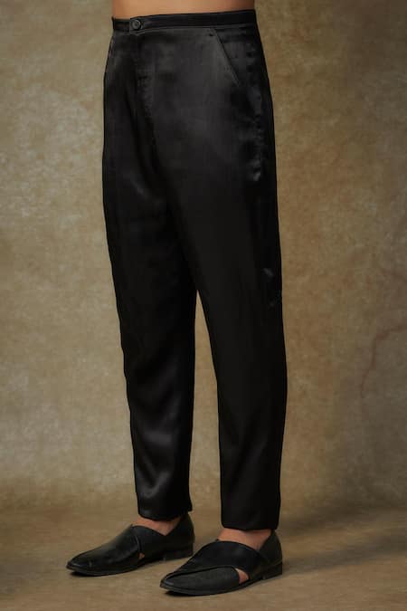 Shop Masumi Mewawalla Black Maheshwari, Silk, Cotton Cut Work, Mughal Embroidered Sherwani And Pant Set Online at Aza Fashions Shop_Masumi Mewawalla_Black Maheshwari, Silk, Cotton Cut Work, Mughal Embroidered Sherwani And Pant Set _Online_at_Aza_Fashions