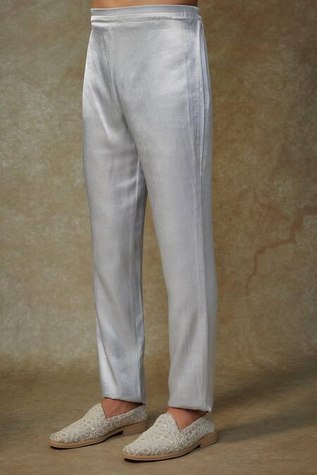 Buy Masumi Mewawalla Gray Silk, Linen Cut Work, Sequins Cutdana Stripe Embroidered Sherwani Set Online at Aza Fashions Buy_Masumi Mewawalla_Gray Silk, Linen Cut Work, Sequins Cutdana Stripe Embroidered Sherwani Set _Online_at_Aza_Fashions