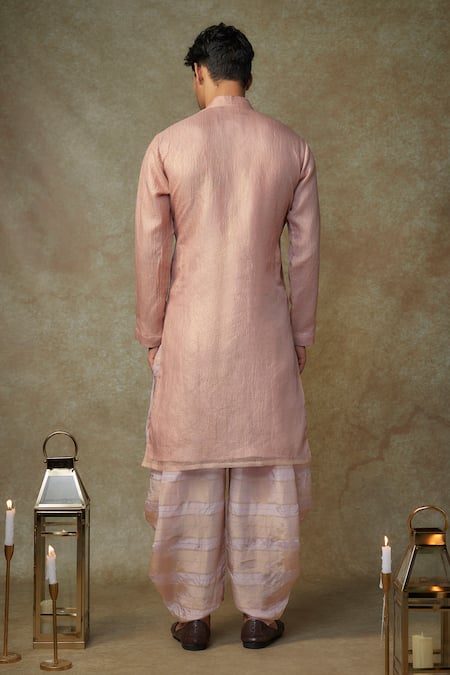 Masumi Mewawalla Embroidered Placket Kurta & Striped Dhoti Set 