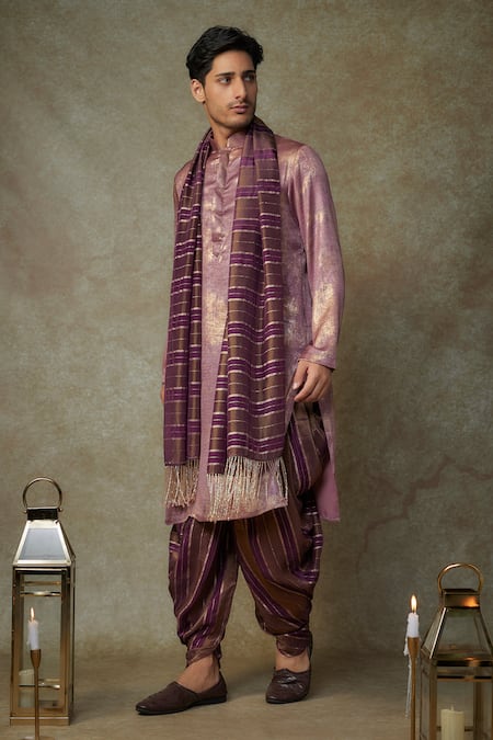 Buy Masumi Mewawalla Wine Tissue Embroidery, Foil Printing Bloom Woven Kurta And Dhoti Set Online at Aza Fashions Buy_Masumi Mewawalla_Wine Tissue Embroidery, Foil Printing Bloom Woven Kurta And Dhoti Set _Online_at_Aza_Fashions