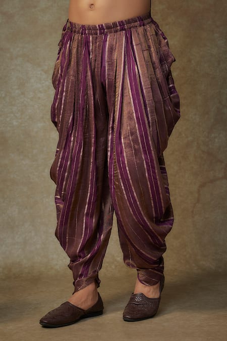 Shop Masumi Mewawalla Wine Tissue Embroidery, Foil Printing Bloom Woven Kurta And Dhoti Set Online at Aza Fashions Shop_Masumi Mewawalla_Wine Tissue Embroidery, Foil Printing Bloom Woven Kurta And Dhoti Set _Online_at_Aza_Fashions