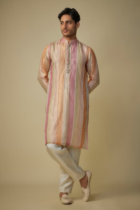 Masumi Mewawalla Striped Embroidered Kurta Set 