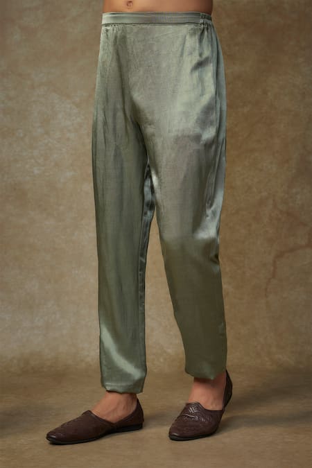 Masumi Mewawalla Green Tissue, Linen Sequins, Embroidery Bloom Kurta Set Online at Aza Fashions Masumi Mewawalla_Green Tissue, Linen Sequins, Embroidery Bloom Kurta Set _Online_at_Aza_Fashions