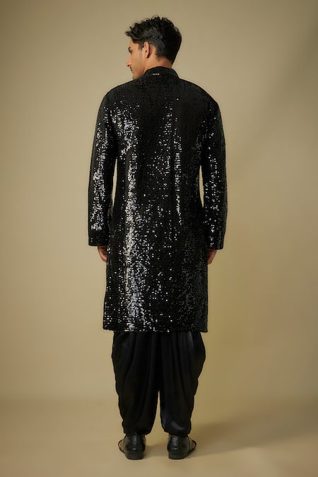 Masumi Mewawalla Black Sequin Embroidered Kurta Set 