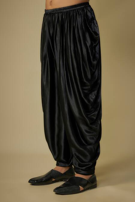 Buy_Masumi Mewawalla_Black Viscose, Linen Sequins Embroidered Kurta Set _Online_at_Aza_Fashions