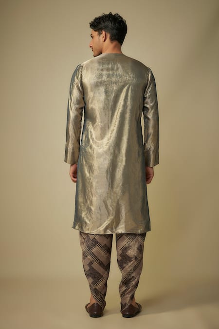 Masumi Mewawalla Solid Tissue Angarkha Kurta With Dhoti 