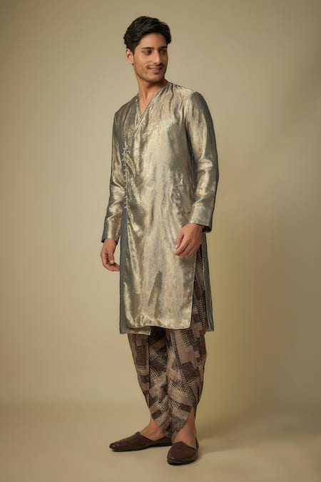 Masumi Mewawalla Black Jacquard, Tissue, Linen Solid Angarkha Kurta With Dhoti Online at Aza Fashions Masumi Mewawalla_Black Jacquard, Tissue, Linen Solid Angarkha Kurta With Dhoti _Online_at_Aza_Fashions