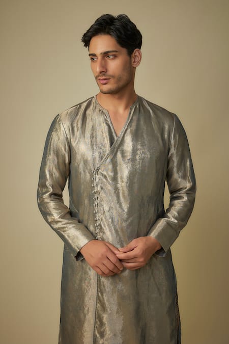 Buy Masumi Mewawalla Black Jacquard, Tissue, Linen Solid Angarkha Kurta With Dhoti Online at Aza Fashions Buy_Masumi Mewawalla_Black Jacquard, Tissue, Linen Solid Angarkha Kurta With Dhoti _Online_at_Aza_Fashions