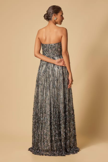 Masumi Mewawalla Celeste Sequin Off Shoulder Gown 