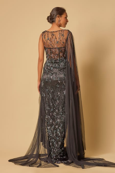 Masumi Mewawalla Celeste Embroidered Draped Gown