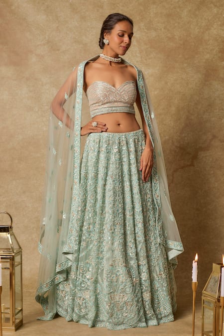 Masumi Mewawalla Gulshan Embroidered Mint Green Lehenga Set 