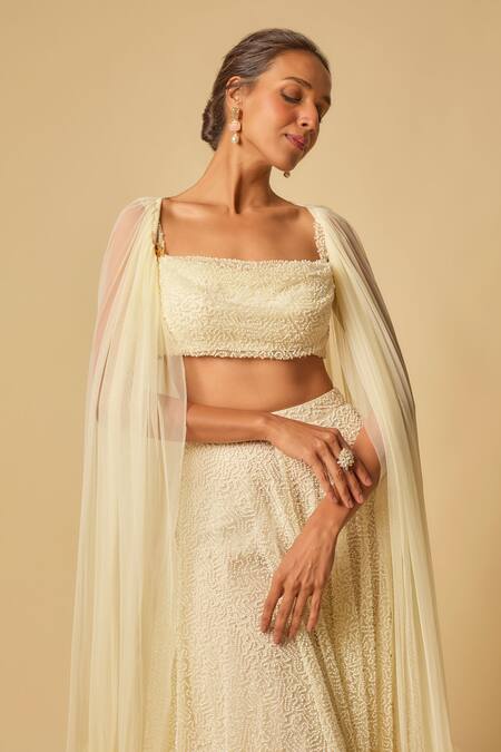 Buy Masumi Mewawalla Yellow Tulle, Linen Cut Work, Embroidery Square Neck Cutdana Cape And Gharara Set Online at Aza Fashions Buy_Masumi Mewawalla_Yellow Tulle, Linen Cut Work, Embroidery Square Neck Cutdana Cape And Gharara Set _Online_at_Aza_Fashions