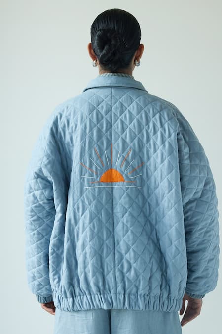 Shop Nirvanaa Quilted Sun Embroidered Jacket 