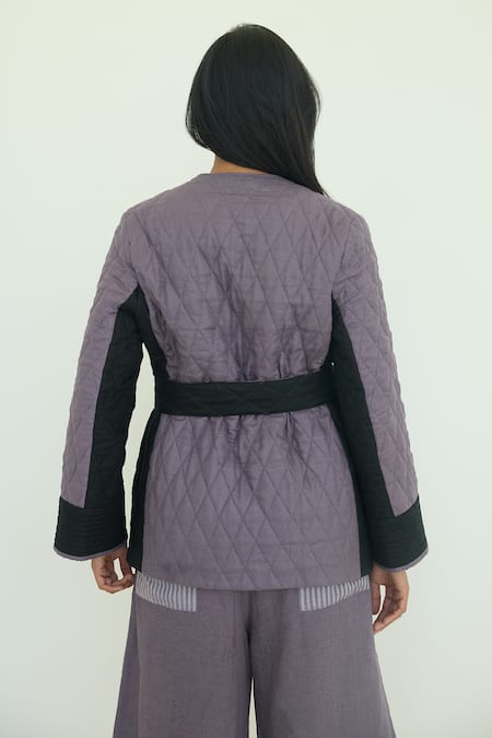 Shop Nirvanaa Multicolored Quilted Jacket with Belt 