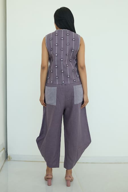 Shop Nirvanaa Purple Asymmetric Hem Pant 
