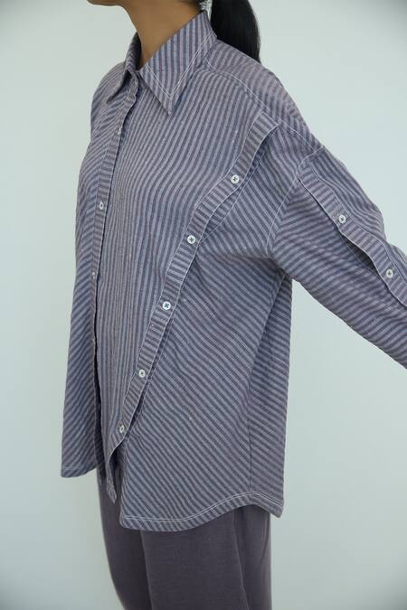Buy_Shop Nirvanaa_Purple Cotton Striped Designer Shirt _Online_at_Aza_Fashions