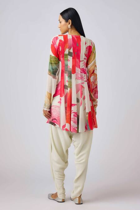 Shop Basanti - Kapde Aur Koffee Multi Color Crepe, Georgette Mirrors, Multicolor Embroidered Kurta And Pant Set at Aza Fashions Shop_Basanti - Kapde Aur Koffee_Multi Color Crepe, Georgette Mirrors, Multicolor Embroidered Kurta And Pant Set_at_Aza_Fashions