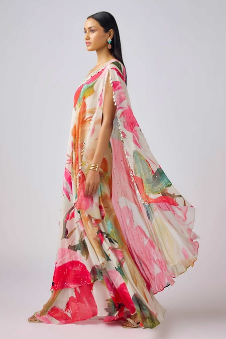 Buy Basanti - Kapde Aur Koffee X AZA Multi Color Georgette Sequins, Mirrors, Printed One Shoulder Tunic Sharara Set Online at Aza Fashions Buy_Basanti - Kapde Aur Koffee X AZA_Multi Color Georgette Sequins, Mirrors, Printed One Shoulder Tunic Sharara Set _Online_at_Aza_Fashions