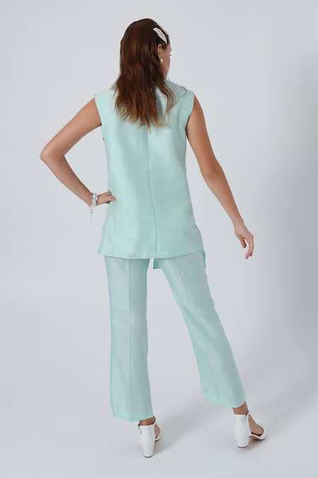 Shagufta Embroidered Pearl Detail Jacket Pant Set 