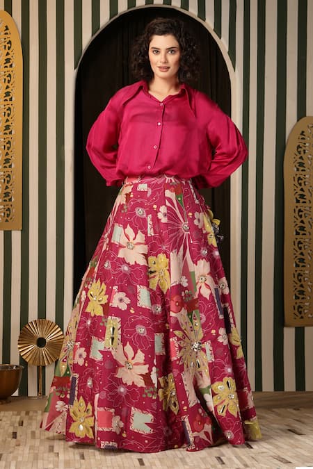 Soniya G Floral Blossom Print Lehenga & Shirt 