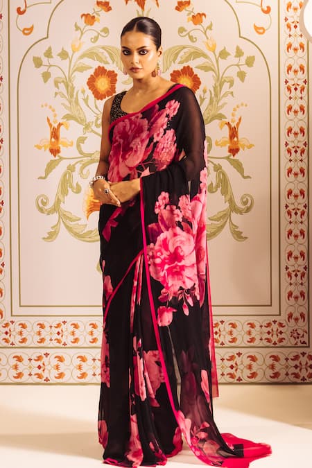 Studio 113 Floral Print Georgette Saree 