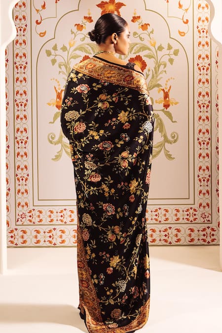 Studio 113 Floral Chintz Print Black Saree 
