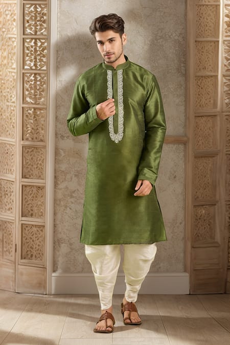 Arihant Rai Sinha Paisley Embroidered Green Kurta Set 
