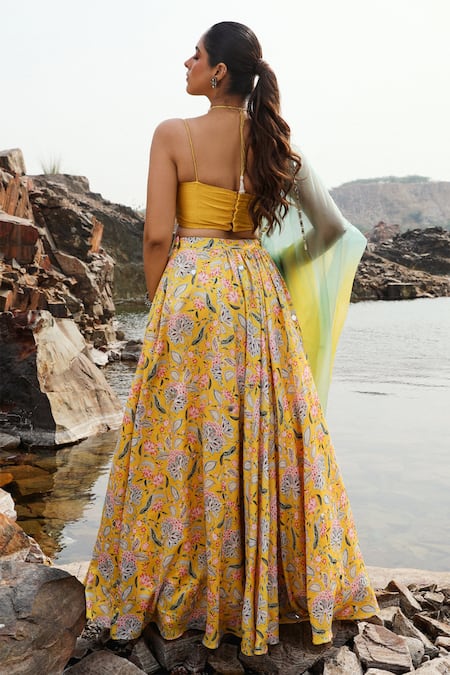 Label Moni K Blossom Print Lehenga Set 