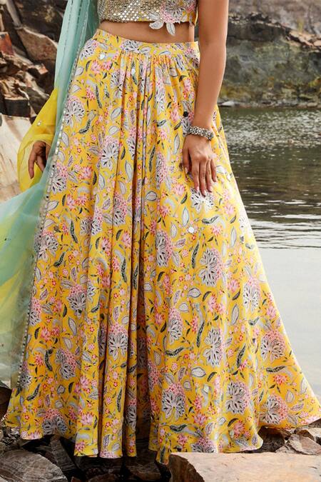 Label Moni K Silver Organza, Satin Mirrors, Embroidery Sweetheart Blossom Print Lehenga Set Online at Aza Fashions Label Moni K_Silver Organza, Satin Mirrors, Embroidery Sweetheart Blossom Print Lehenga Set _Online_at_Aza_Fashions