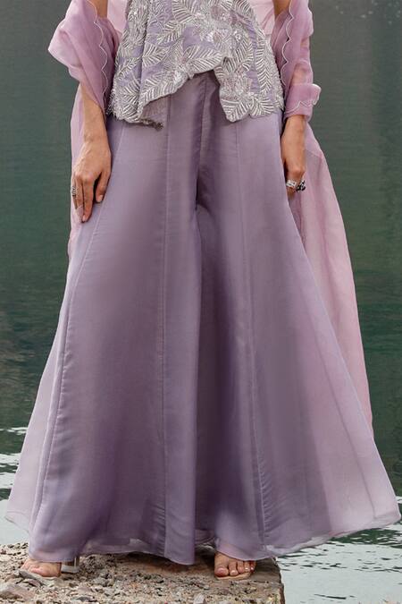 Buy Label Moni K Purple Organza Diamonds Dori Bloom Embroidered Peplum Top And Sharara Set Online at Aza Fashions Buy_Label Moni K_Purple Organza Diamonds Dori Bloom Embroidered Peplum Top And Sharara Set _Online_at_Aza_Fashions