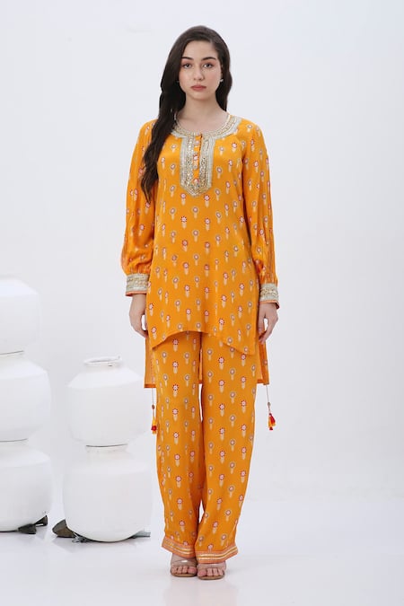 Neha Mehra Floral Embroidered Kurta & Pant Set 