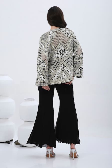 Neha Mehra Resham Embroidered Jacket Set 