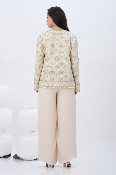 Neha Mehra Sequin Embroidered Jacket & Pant Set 