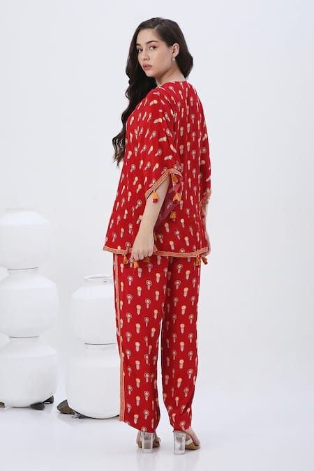 Neha Mehra Floral Embroidered Kaftan & Pant Set 