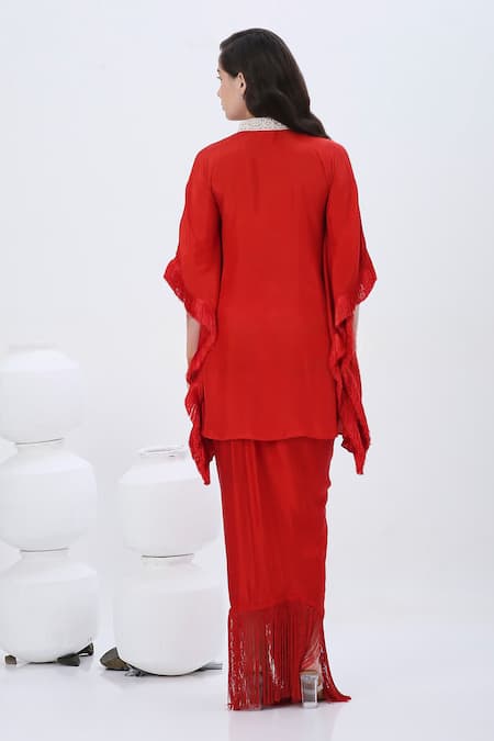 Neha Mehra Bead Embroidered Kaftan & Skirt Set 